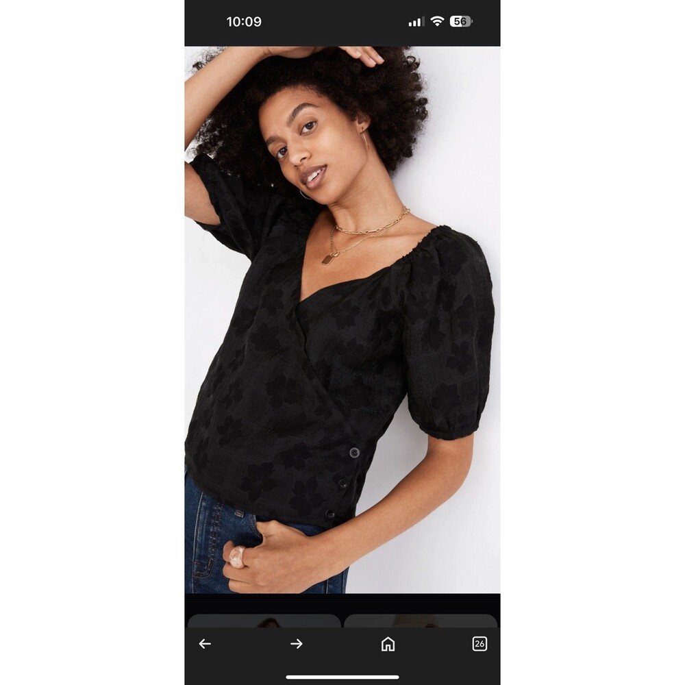 MADEWELL WOMENS XL FLORAL TOP BLACK